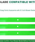 High Lift Blade Set For Scag Ferris 61 Inch Deck Replaces OEM 48111 482879 1520842 Husqvarna 539101733, green mower blades
