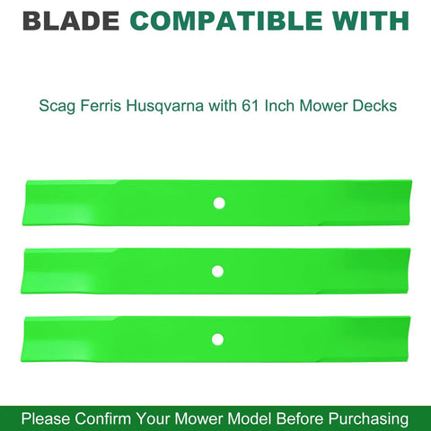 High Lift Blade Set For Scag Ferris 61 Inch Deck Replaces OEM 48111 482879 1520842 Husqvarna 539101733, green mower blades