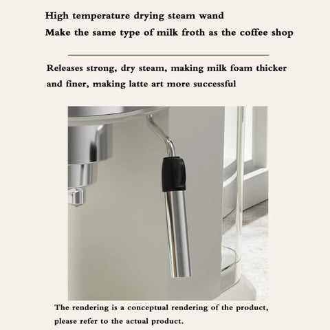 Straight Up Smooth 15 Bar Semi Automatic Espresso Machine With Fast Heat Extraction And Adjustable Milk Frother steam wand for milk frothing.
