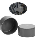 Two Piece Premium Rubber Wheel Bearing Protectors For Cars Trucks And Trailers Slick Hub Dust Guards, grey rubber covers for axle protection.