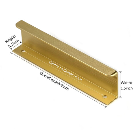 Edge Finger Tab Pulls For Cabinets And Concealed Drawers Aluminum Flat Back Mount Door Handle Brushed Brass