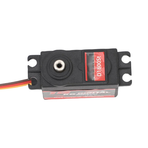 Heavy Duty Metal Gear Digital Servo Crushing 18kg Torque And Serving Up Smooth 180 Degree Rotation For Rc Cars Trucks Boats Robots Lightweight Aluminum Alloy Design, top view.