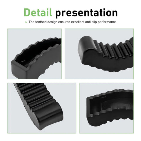 Four views of Two Pack 2 To 3 Ton Jack Stand Pads For Cars, Anti Slip Rubber Floor Jack Pad, showing toothed design and durability