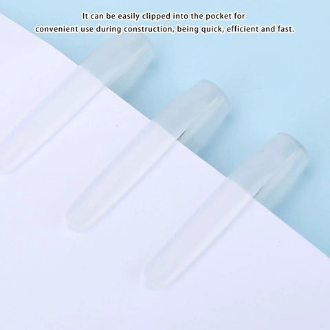 Clear plastic pocket clips for quick access, designed for convenience in construction, ideal for holding tools.