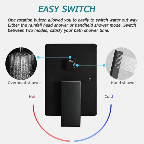 Slick Ceiling Mount Rain Shower System With Matte Black Finish To Level Up Your Home Setup Featuring Serious Water Pressure Solid Brass Mixing Valve And Quick Wipe Silicone Nozzles For No Sweat Maintenance With Complete Rough In Valve