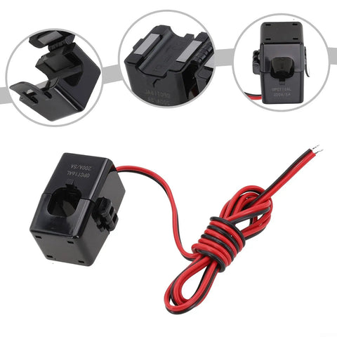 Premium Split Core Current Transformer Clamp Sensor 200A with red and black wire, designed for EV charging and grid tracking.
