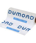 Roll of laminated paper with 'Dumond' logo for paint removers keeps it wet, extends life, traps chips, 13 inch by 300 foot