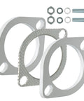 Badass Three Inch Two Bolt Exhaust Flange Connection Kit With Sealed Chrome Gaskets And Heavy Duty Hex Nuts Dead Simple Install, includes flanges and hardware.