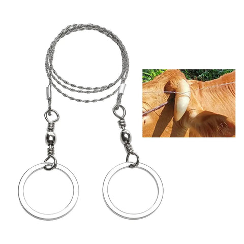 Pro Grade Livestock Horn Maintenance Wire Saw For Cattle And Sheep, Durable Stainless Steel Rope Tool With Easy Grip Handle, Safe Horn Care For Farm And Ranch, 750 mm
