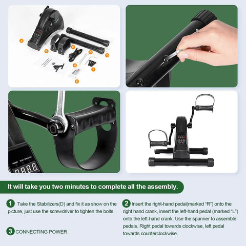 Motorized Under Desk Bike Pedal Exerciser For Seniors And Rehab Training With 6 Levels Of Resistance, Ideal For Arm Or Leg Fitness, Physical Therapy, And Circulation Boost, Quiet Compact Design For Home Or Office Use