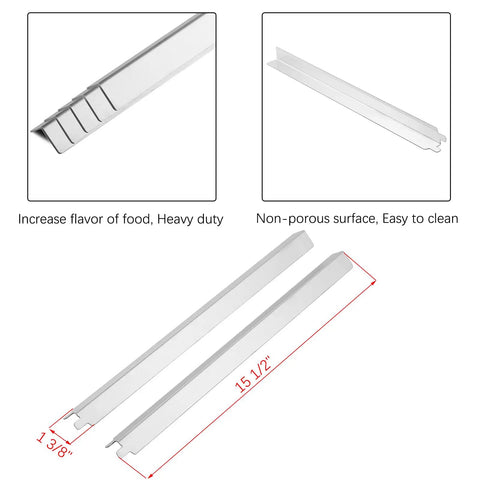 Beefed-Up Heavy Duty Stainless Steel 5 Burner Grill Replacement Parts Set, heat tent detail, shown with dimensions