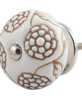 Top Tier Ceramic Drawer Knobs With A Slick Brown Floral Pattern For Kitchen Cabinets And Dressers Solid Build Smooth Surface Super Easy To Mount Bundle Of One Hundred Luxury Hardware Picks - Close-up view of a brown floral ceramic drawer knob.