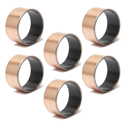 Heavy Duty 6 Pack Sleeve Bearings With 45mm Bore And 50mm Outer Diameter By 25mm Length Oilless Plain Bushings in bronze finish.