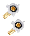 Pack Of 2 1/2 In Pex To 1/2 In Female NPT Swivel Elbow Brass Crimp Fittings Lead Free Fits Pex B Or C Tubing Works With Stainless Steel Clamp Or Copper Crimp Ring Systems ASTM F1807 NSF 61 NSF 372 Certified, two brass swivel elbows