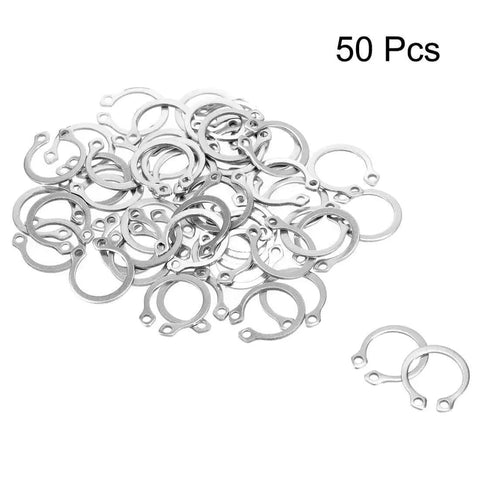 50 pack of 16mm External Circlips C Clip Retaining Ring For Shafts 304 Stainless Steel spread on a surface