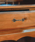 20-Piece Mini Antique Bronze Cabinet Pulls Set For Jewelry Boxes And Small Drawers, Rustic Metal Hardware showcased on a wooden drawer