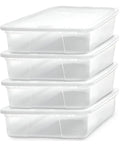 4 Pack SnapLock Clear Plastic Storage Bins With Lids 28-Quart Stackable Containers For Bedroom Bathroom Garage And Office Organization