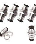 Pro Grade Pneumatic Bulkhead Union Fitting 4mm OD To 4mm OD Push To Connect For Air And Water Lines Pack Of Five No Fuss Brass And Plastic Body Easy Install, four fittings