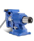 Six Inch Heavy Duty Bench Vise With Rotating Swivel Base And Head Built From Solid Cast Iron To Deliver Badass Clamping Power for metalworking.