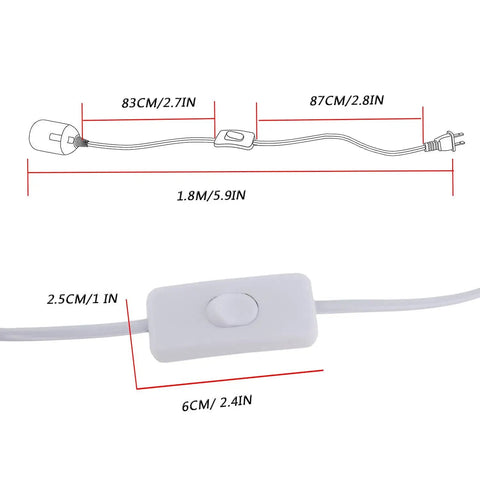 Diagram of 2 Pack E26 E27 LED Light Socket With 5.9 Foot Extension Cord On Off Switch US Plug Pendant Lighting Socket