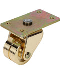Jiawu Double Wheel Piano Caster, Metal Wheel for Furniture with a gold finish and flat mounting plate.