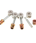 Rock Solid M6 Cabinet Screws Heavy Duty 3 In 1 Furniture Connectors No Sweat Assembly Hardware For Kitchens And Cabinets 50 Pack Metal bolts and locking nuts.