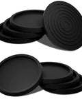 Non Slip Round Furniture Leg Coasters 2.5 Inch Rubber Caster Cups Set Of 8 Anti Slip Pads for hardwood floors, black