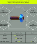 Premium M6x20 Titanium Bolts Four Piece Set Burnt Blue Anodized Finish For Custom Bike Builds And Carbon Frames grade five titanium bolt.