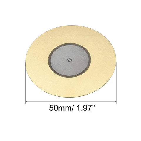 Ten Piezo Discs 50mm Acoustic Pickup Transducers Ceramic Trigger Buzzer For Drum And Guitar shown with 50mm diameter