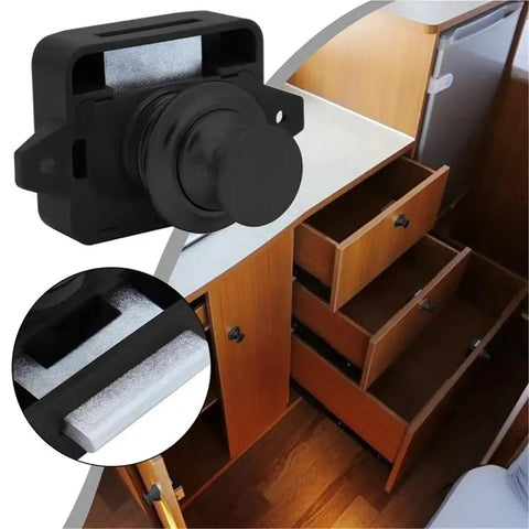 Push Button Drawer Latch 5-Set Cabinet Locks For Boats And RVs, Spring Pop Button Release, DIY-Friendly Hardware Pack