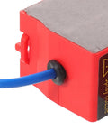 Close-up of Straight Up Automatic Vehicle Fire Extinguisher For Trucks And Sedan Rides 30g with spray nozzle and blue wire.