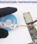 Desoldering Wick Braid With Flux for PCBs, Red Copper Material, 1.5 Meter Length in use on circuit board.