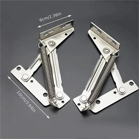 Two Pack 80 Degree Sprung Cabinet Hinges With Soft Close Hydraulic Damper shown with measurements on dark background
