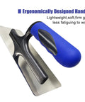 Venetian Plaster Trowels Set Two Piece Stainless Steel Pro Grade With Easy Grip Ergonomic Rubber Handles shown close-up