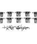 Complete All In One Set Of 10 Self Closing Overlay Flush Cabinet Hinges in cold rolled steel with polished chrome finish includes 50 screws.
