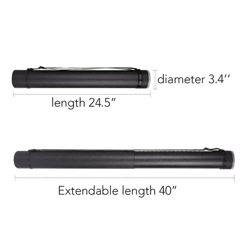Bulletproof Extendable Poster Storage Tube With Quick Grip Straps And Easy Peasy Adjust From 24 To 40 Inches For Blueprints Artwork Maps And Rolled Posters In Matte Black Case