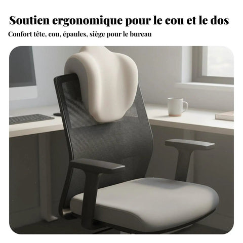 Office chair with neck pillow for office and gaming chair with secure C shaped clamp headrest cushion for neck support.