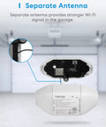 Close-up of Smart Garage Door Opener Remote with App Control and Alexa SmartThings compatibility, showing separate antenna.