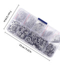 Pro Grade Stainless Steel Spring Lock and Plain Washer Assortment Kit M2 to 12mm in transparent box with compartments