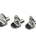 Heavy Duty L Shaped Shelf Support Pegs 20 Pack 5mm Zinc Alloy Cabinet Bracket Pins in Silver for Bookshelves Displays Closets Cupboards in close-up
