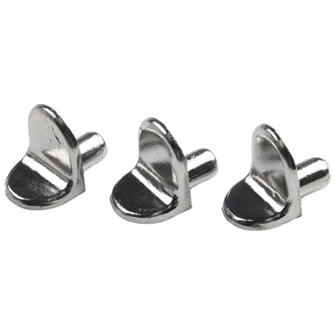 Heavy Duty L Shaped Shelf Support Pegs 20 Pack 5mm Zinc Alloy Cabinet Bracket Pins in Silver for Bookshelves Displays Closets Cupboards in close-up