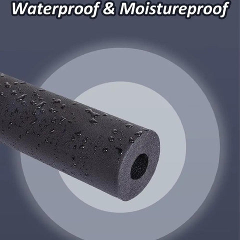 Waterproof black foam pipe insulation tubing, 1 inch ID, 6 ft long, with self-extinguishing features for DIY plumbing and gear stands.