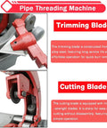 Industrial Strength Electric Pipe Threading Machine And Cutter Tool 1/2 To 2 Inch Npt Dies 110V showing trimming and cutting blades for pipe work.