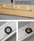 Top Tier Anodized Aluminum Miter Bar And Rail Runner Slider Table Saw Gauge Rod shown adjusting rubber ring for gap size.