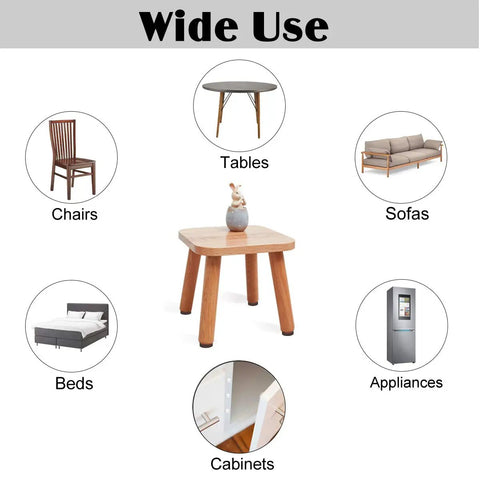 Wide use of Premium Felt Furniture Pad Set, 136 Pieces, 5mm Thick Floor Protectors For Sofa, Chairs And Tables, Safe For Hardwood, Laminate, And Tile Floors, Squeak Free Glide, Handy Case Included highlighted for different furniture including chairs, tables, and sofas.