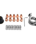 Solid 22 Piece Plasma Cutter Consumables Kit For Trafimet S45 And S25 Torches with copper nozzles and metal parts for clean cuts.