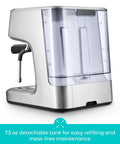 Side view of Ultra Espresso Machine With LCD Display And Powerful Milk Frother For Cafe Quality Lattes And Cappuccinos