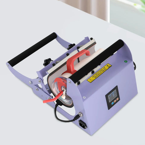 Heavy Duty 40 Oz Tumbler Heat Press Machine With Sturdy Iron Body, showing red handle and digital display.