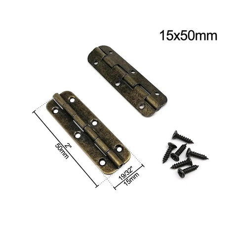 12 Piece Small Piano Hinges Set For Jewelry Boxes And Tiny Furniture, Beefy Iron Build With Screws, 180 Degree Wide Opening