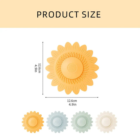 Floor Drain Plug Shower Bathtubs Drain Covers, Flower, White with size dimensions 12.6cm, 4.9in displayed.